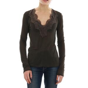 MAGLIETTA CON PIZZO MARRONE